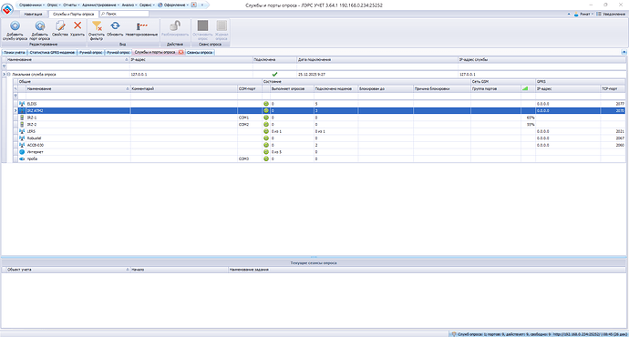 Службы и порты опроса