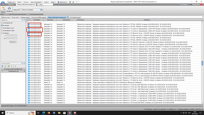 Журнал действий пользователя