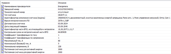 Информация по счётчику
