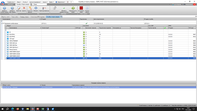 Службы и порты опроса